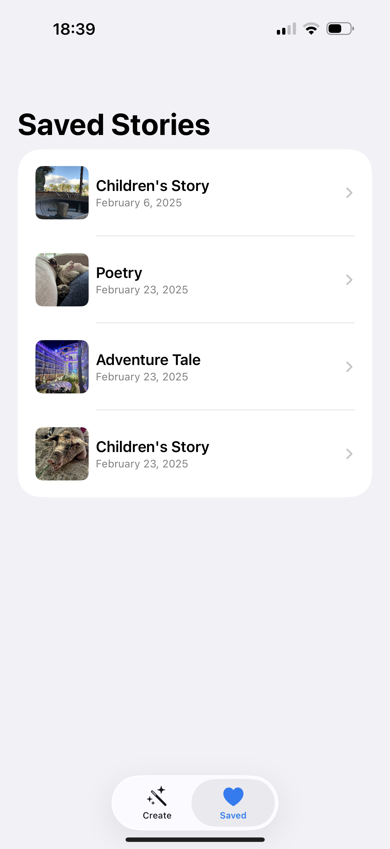 Browse saved stories